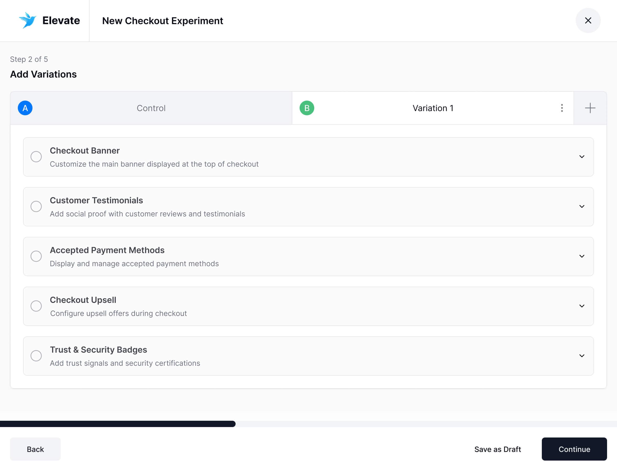 Checkout A/B Test Creation